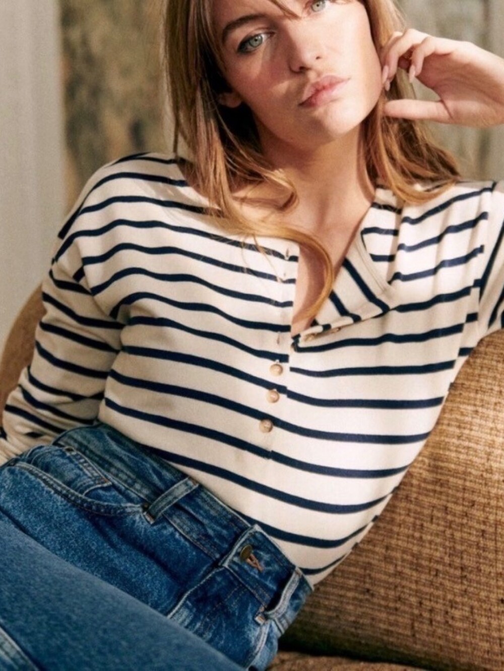 Sezane Mariniere Gatsby Marine and Ecru XS